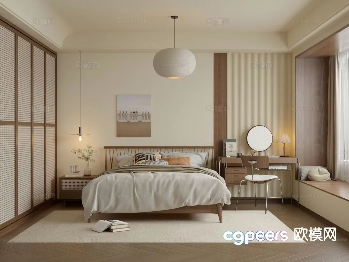 Wabi-sabi style bedroom master bedroom 3d model