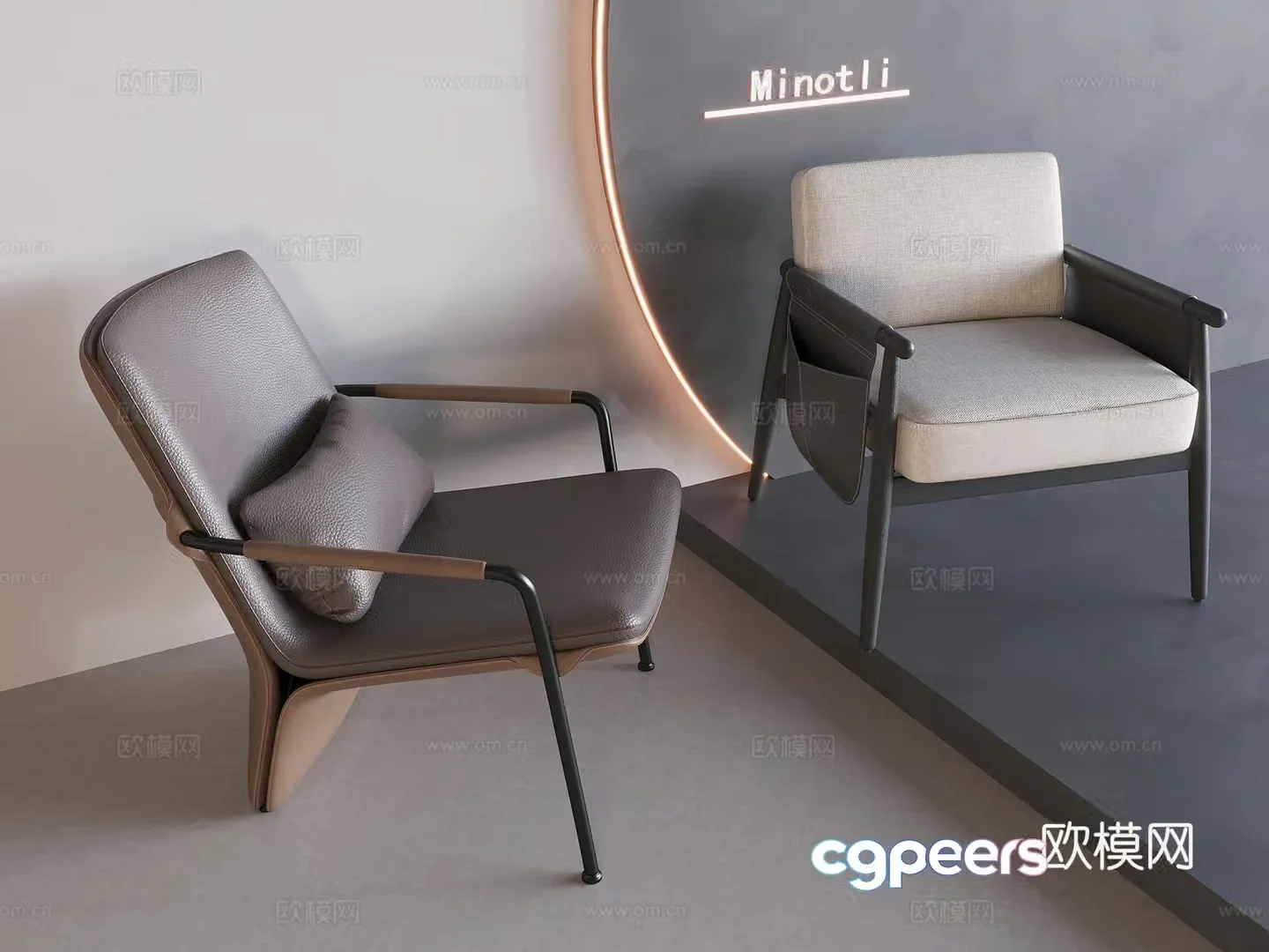 Modern new Chinese style leisure chair sofa chair 3d model