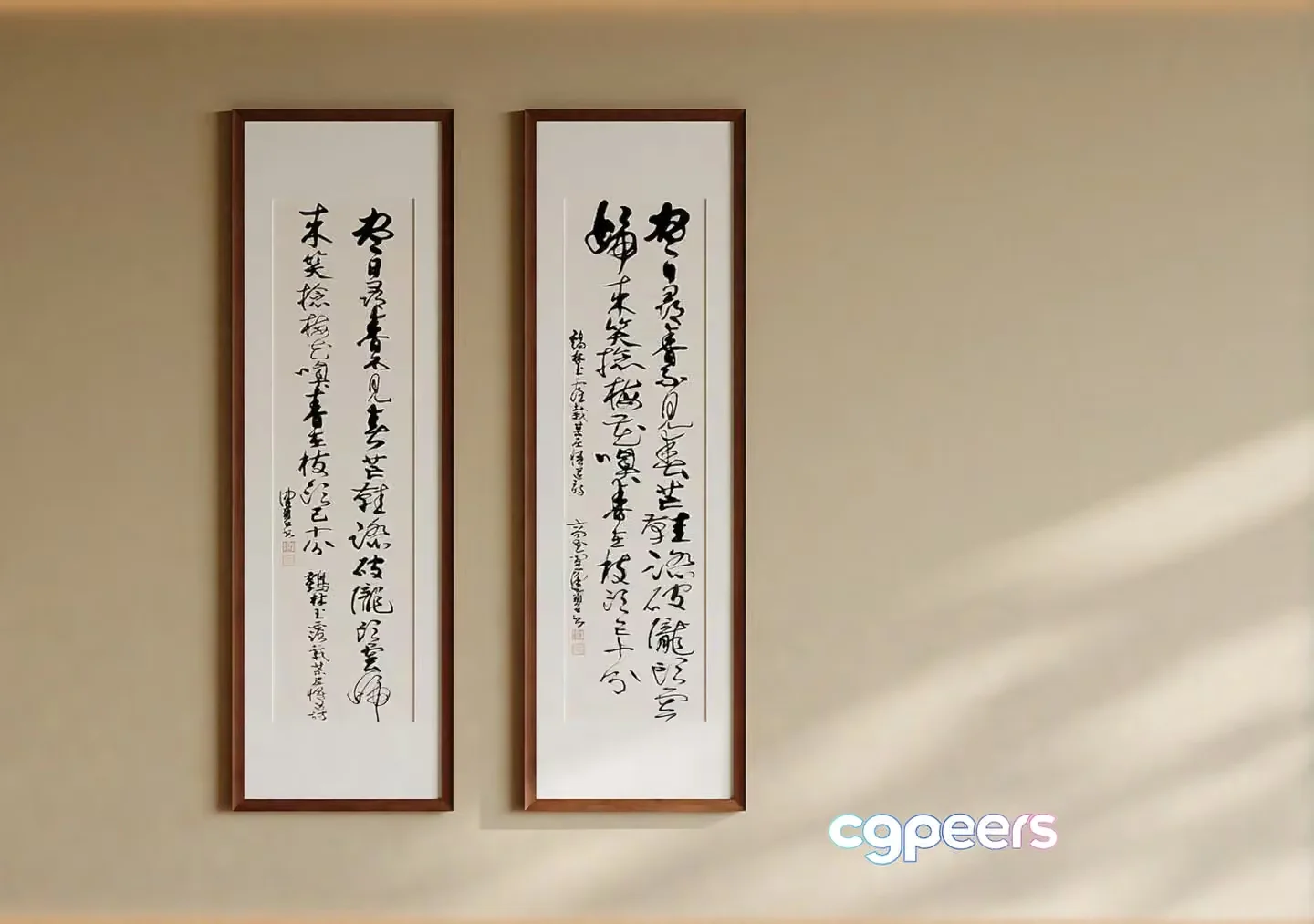 Framed Calligraphy Artwork 3D Model – 15608 – VRAY Render