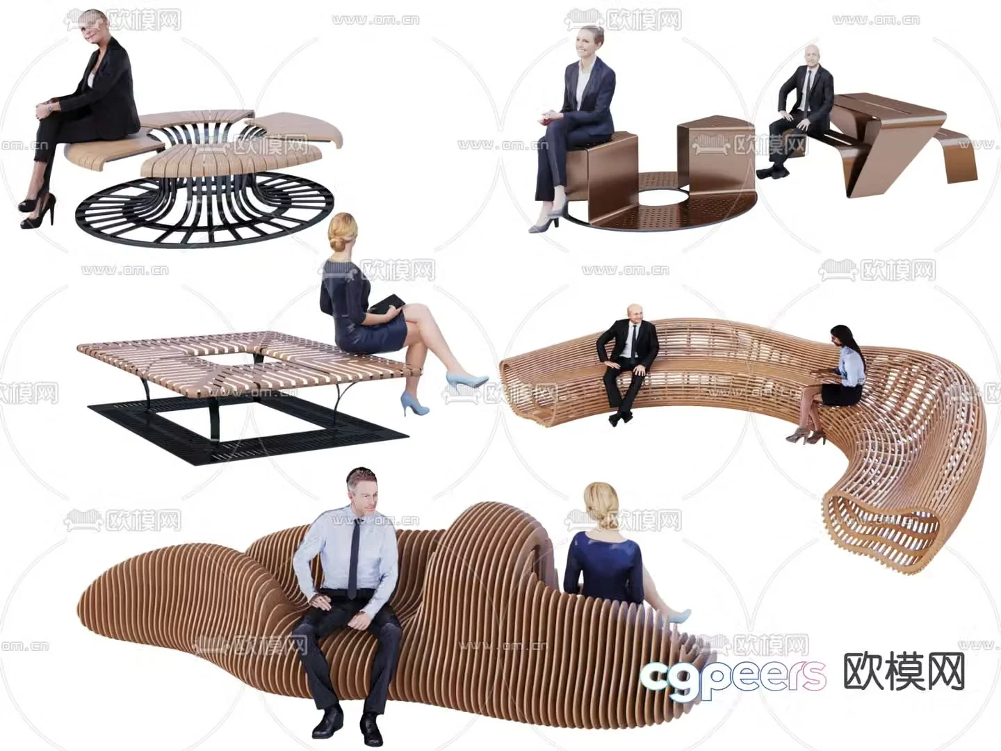 Outdoor chair special-shaped chair public chair landscape seat 3D model