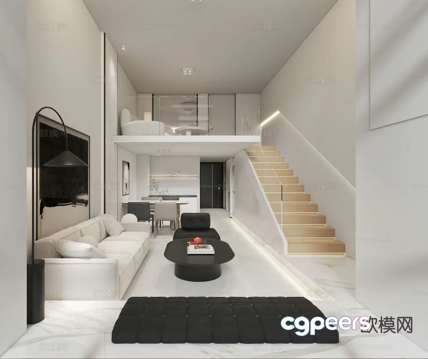 LOFT style apartment living room 3d model