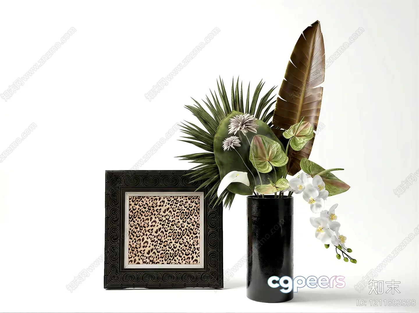 A Decorative Picture Frame With A Floral Arrangement 3D Model – 6705 – VRAY Render