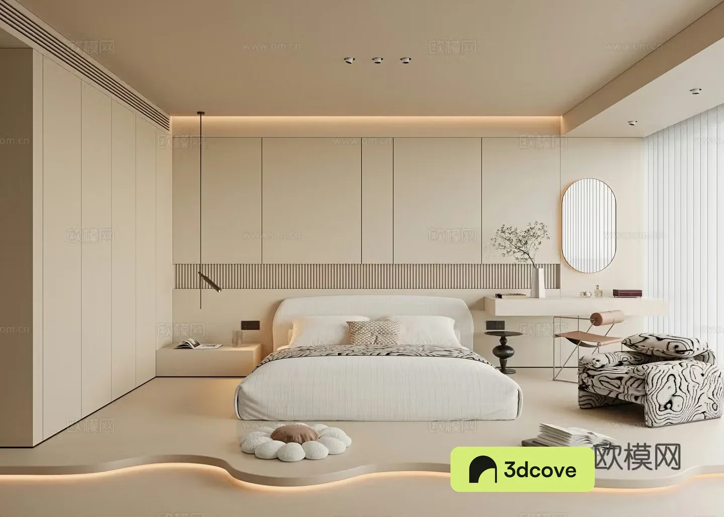 Creamy Bedroom Master Light Bedroom Floor Bedroom Master Bedroom Fabric Double Bed Dressing Table