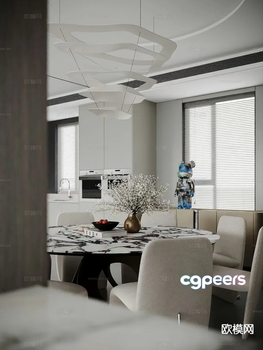 Modern Dining Room 3D Model – 2201 – VRAY Render