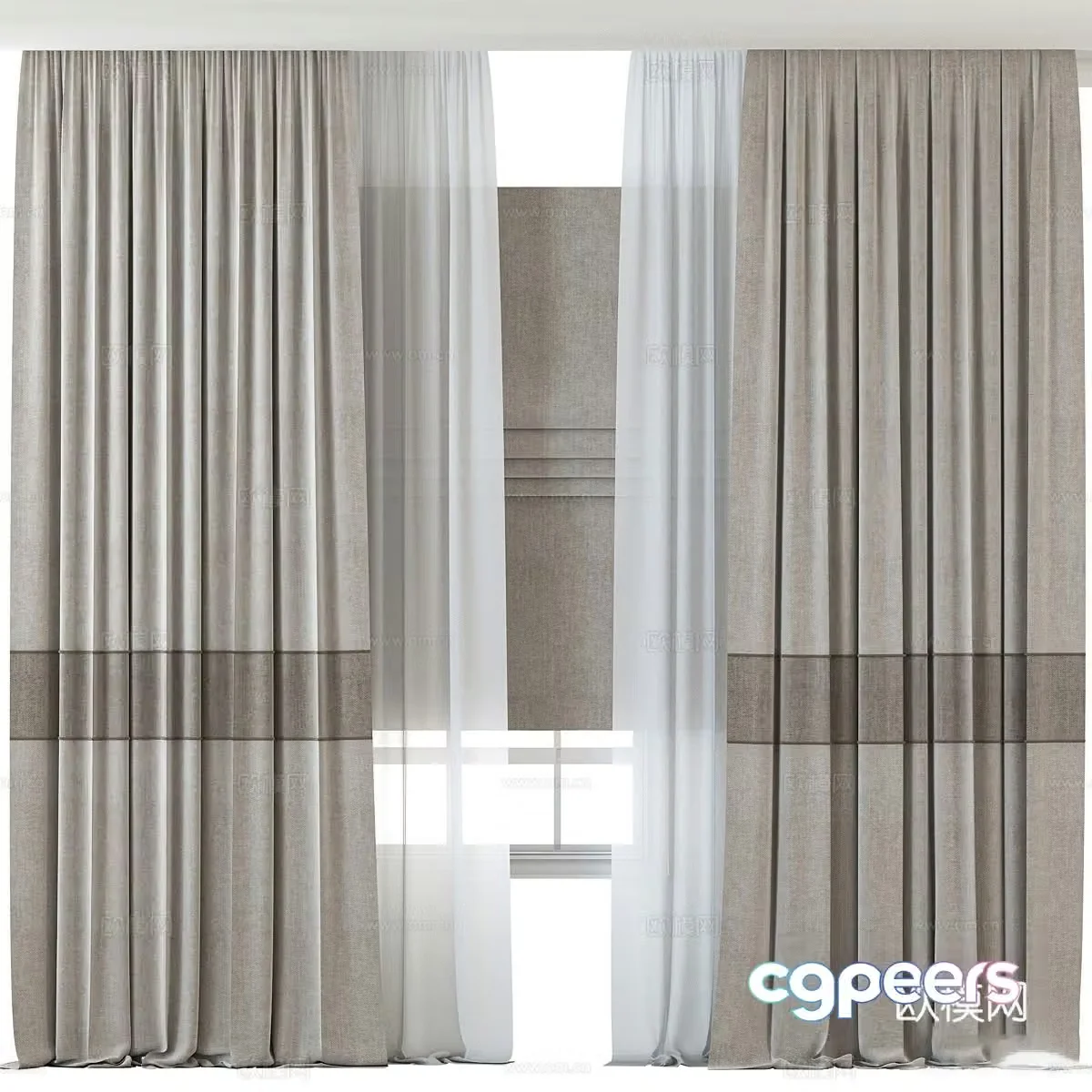 New Chinese style fabric curtain 3D model