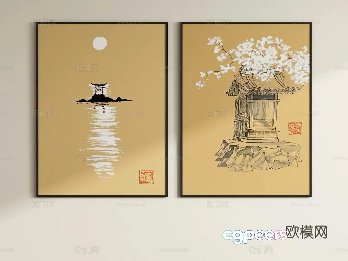 New Chinese style decorative painting 3D model