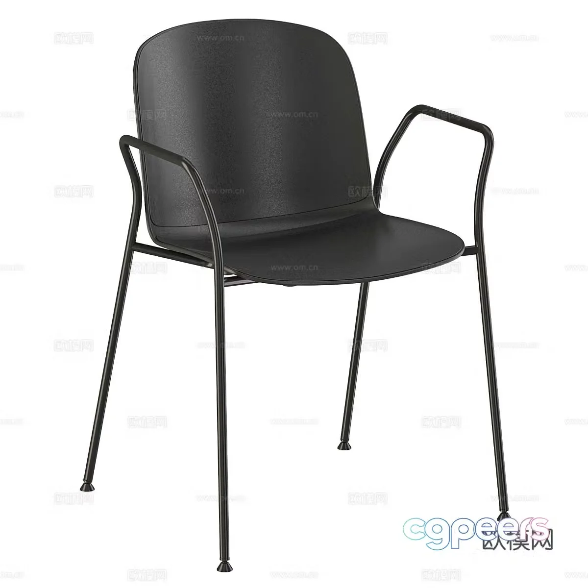 Modern Italian minimalist stainless steel leather dining chair 3d model