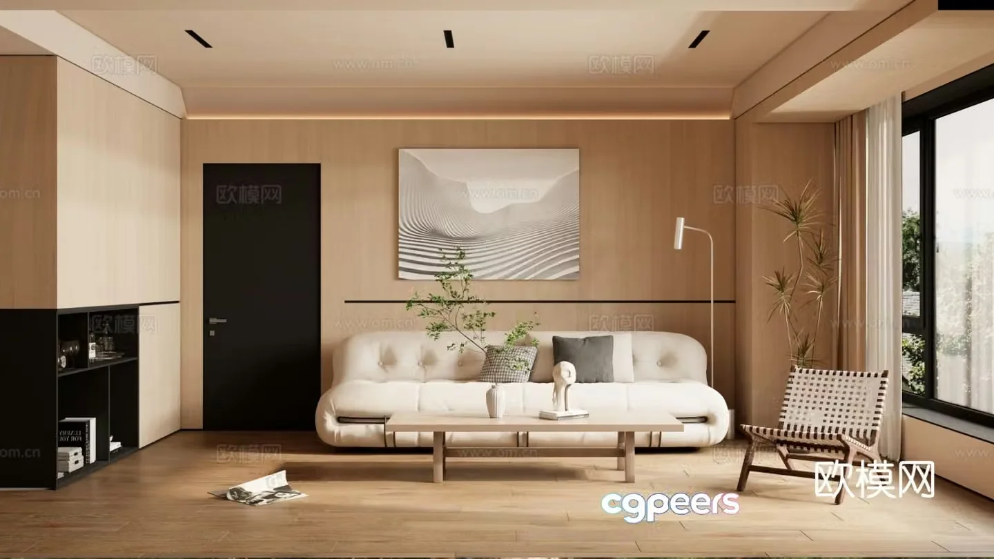 Modern minimalist living room 3d model