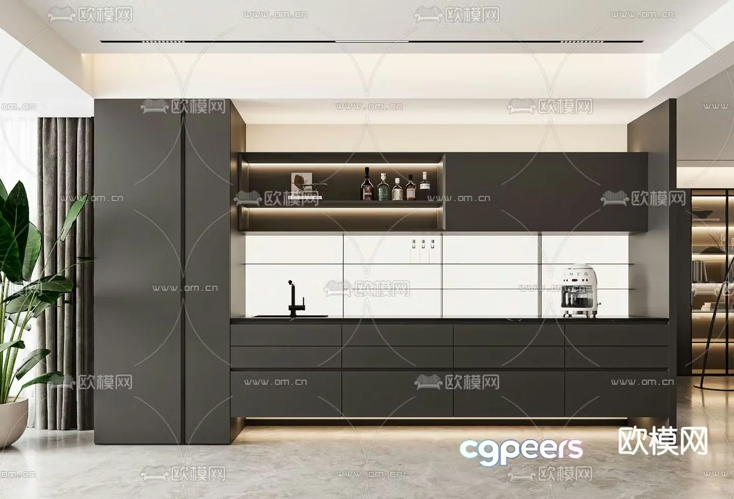 Modern wine cabinet sideboard 3d model