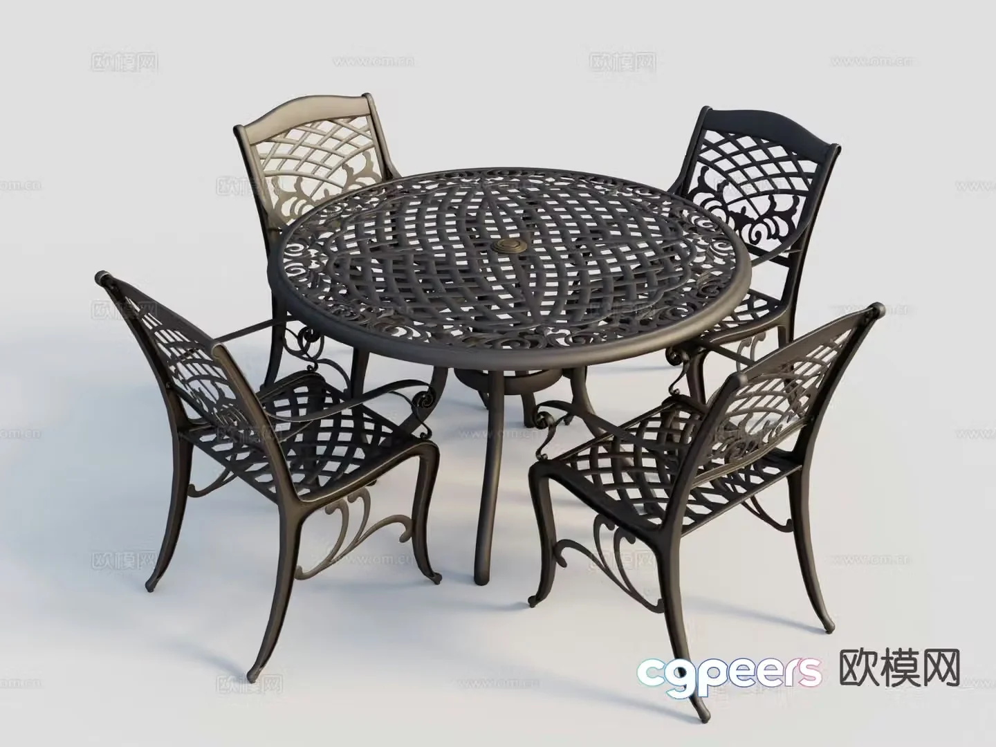 Modern outdoor table and chairs 3d model