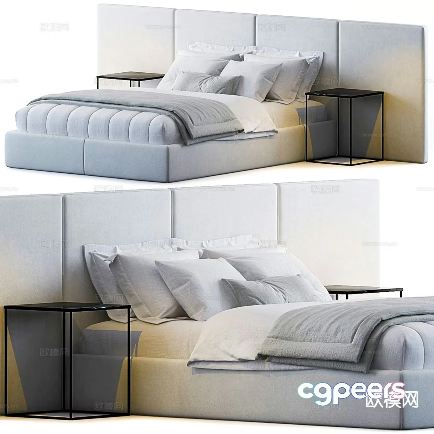 One and home modern fabric double bed 3d model