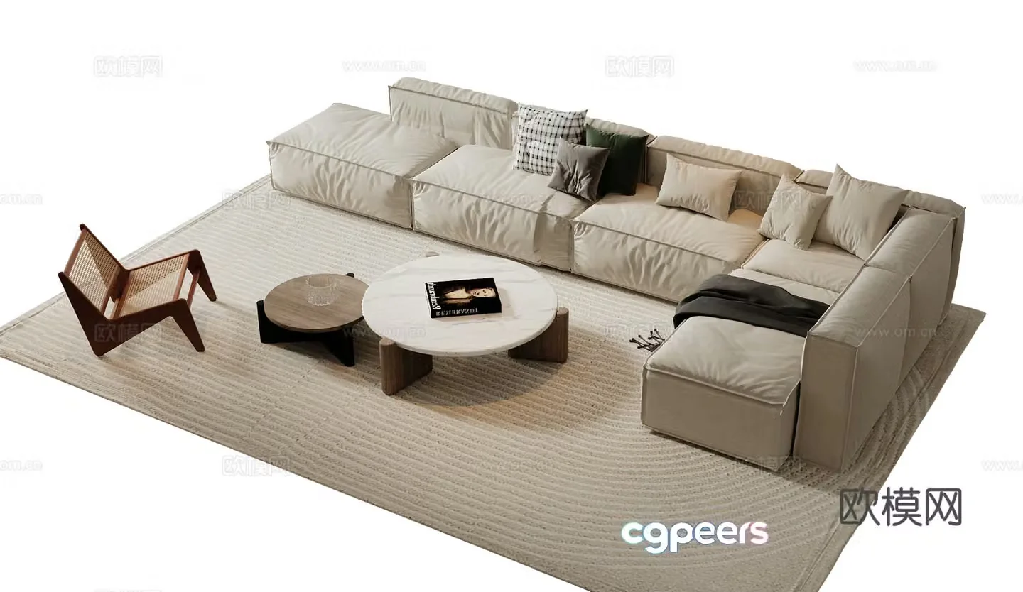 Cream style modular sofa 3d model