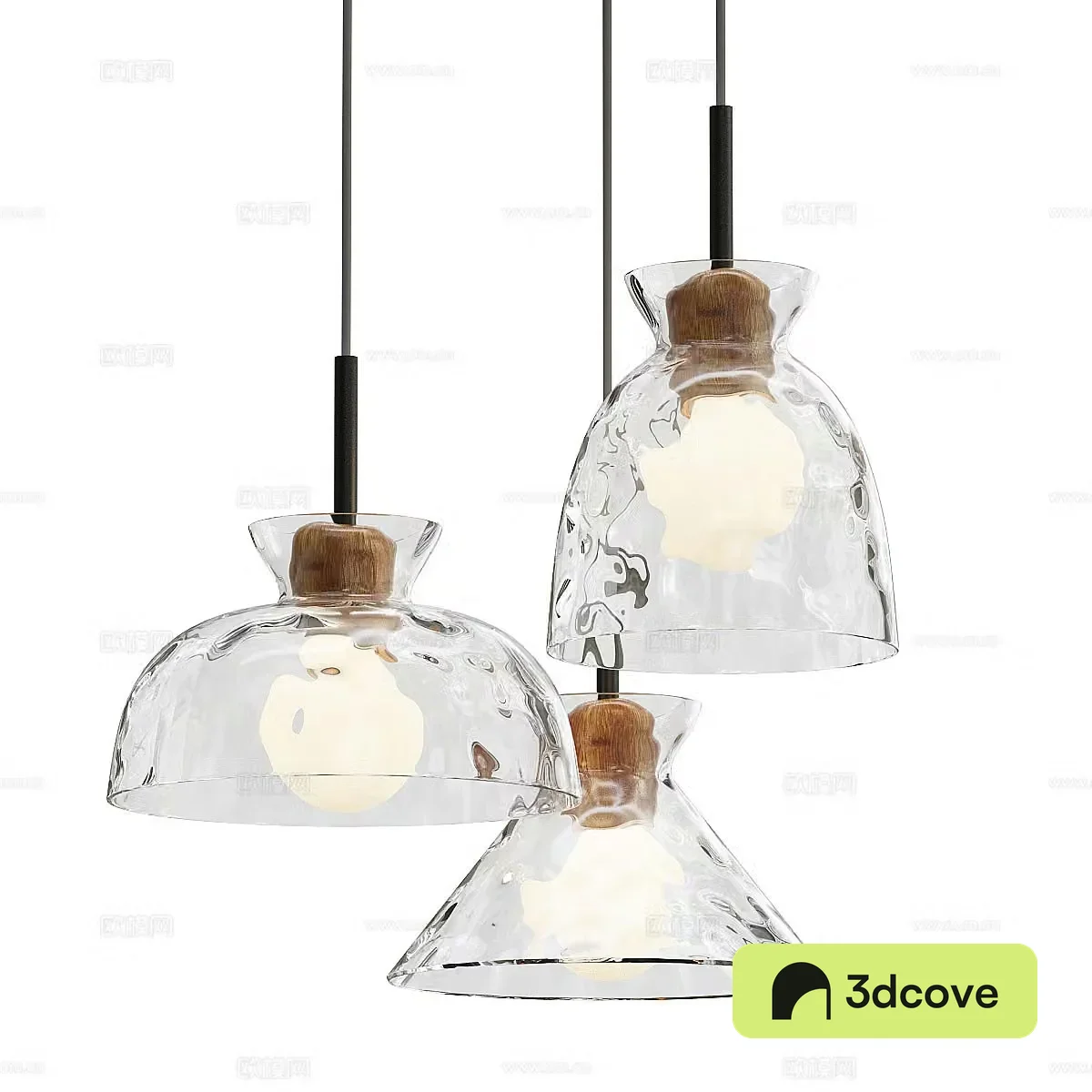 Modern glass hanging wire lamp