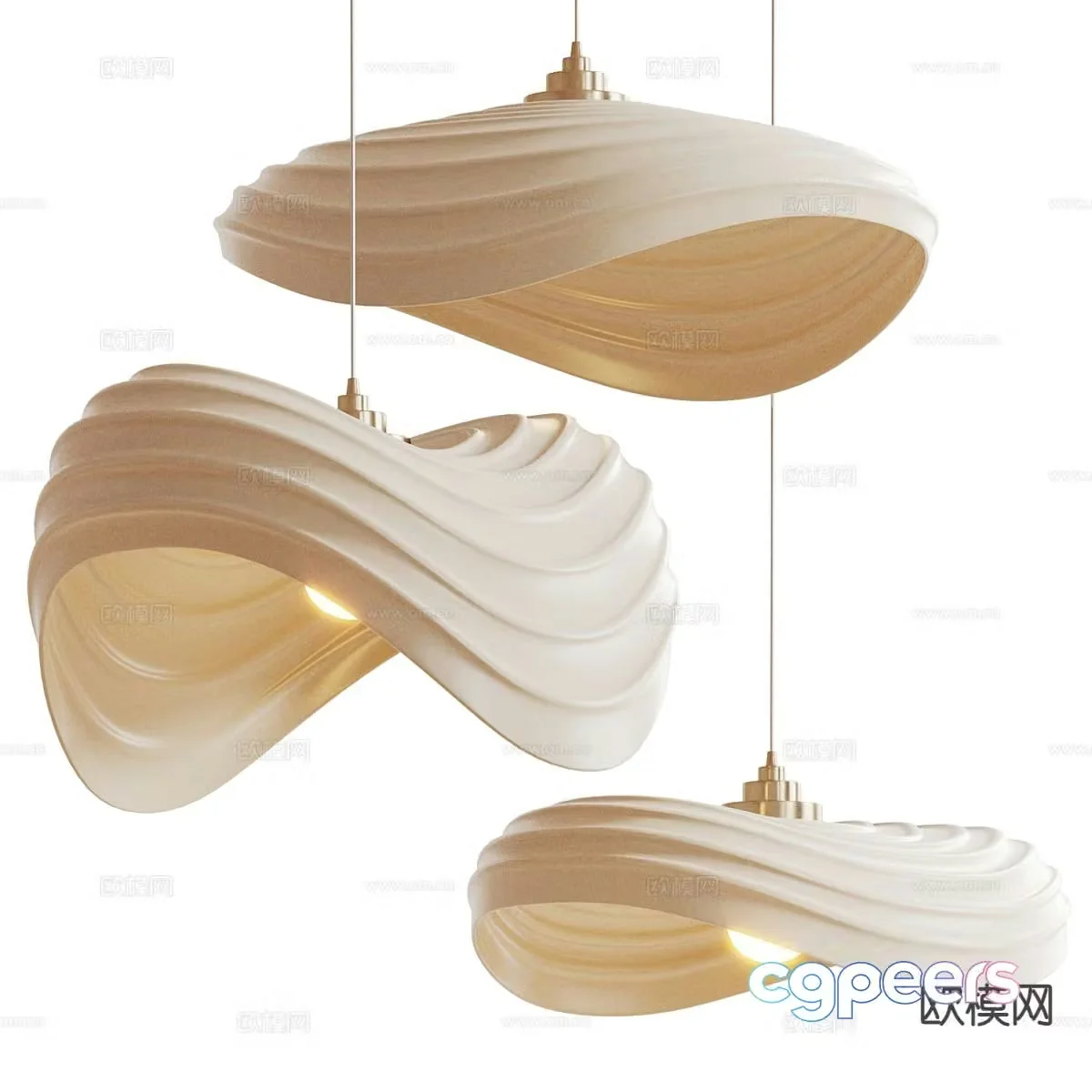 Cream style chandelier Fritillaria chandelier 3d model