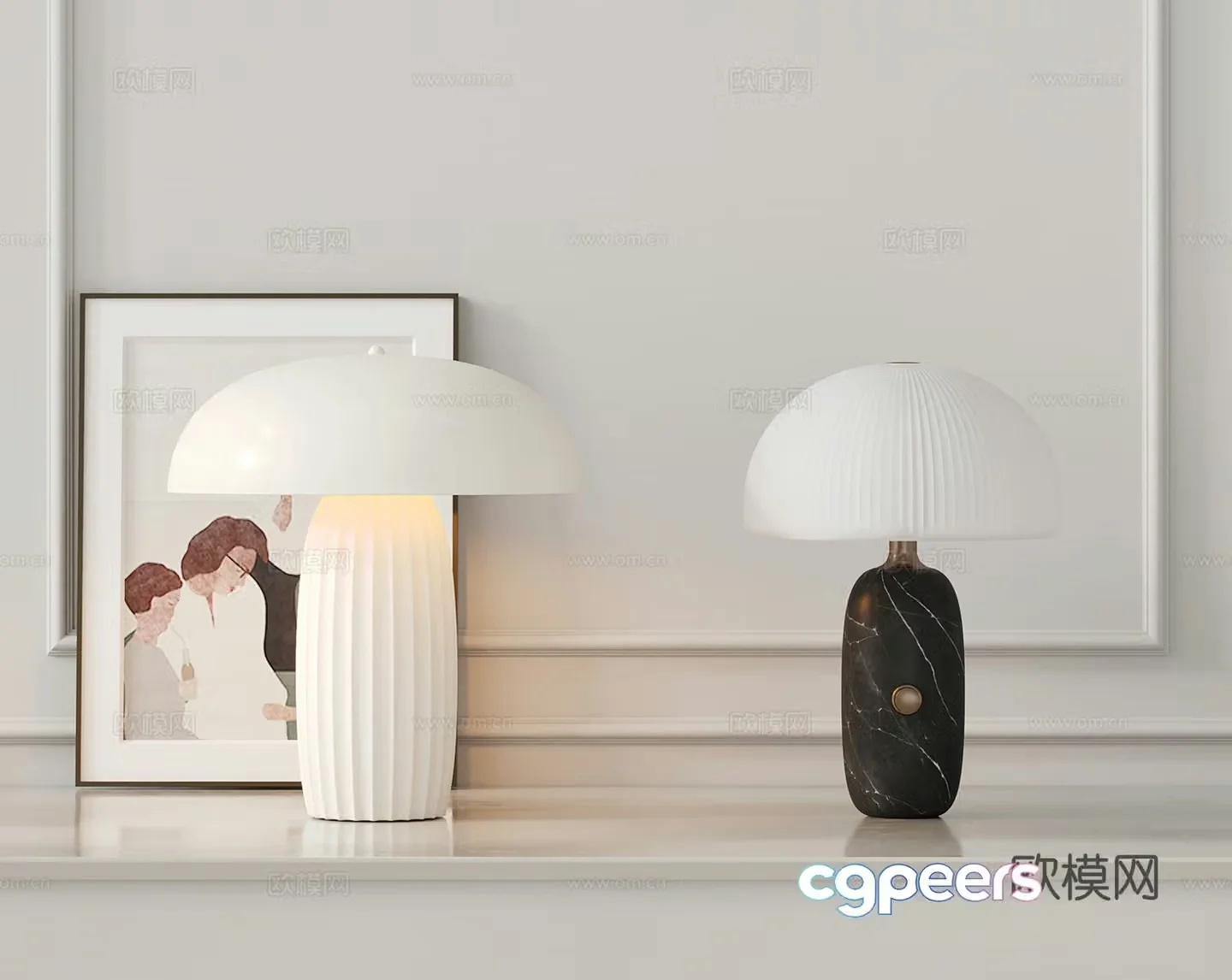 Cream style desk lamp 3d model
