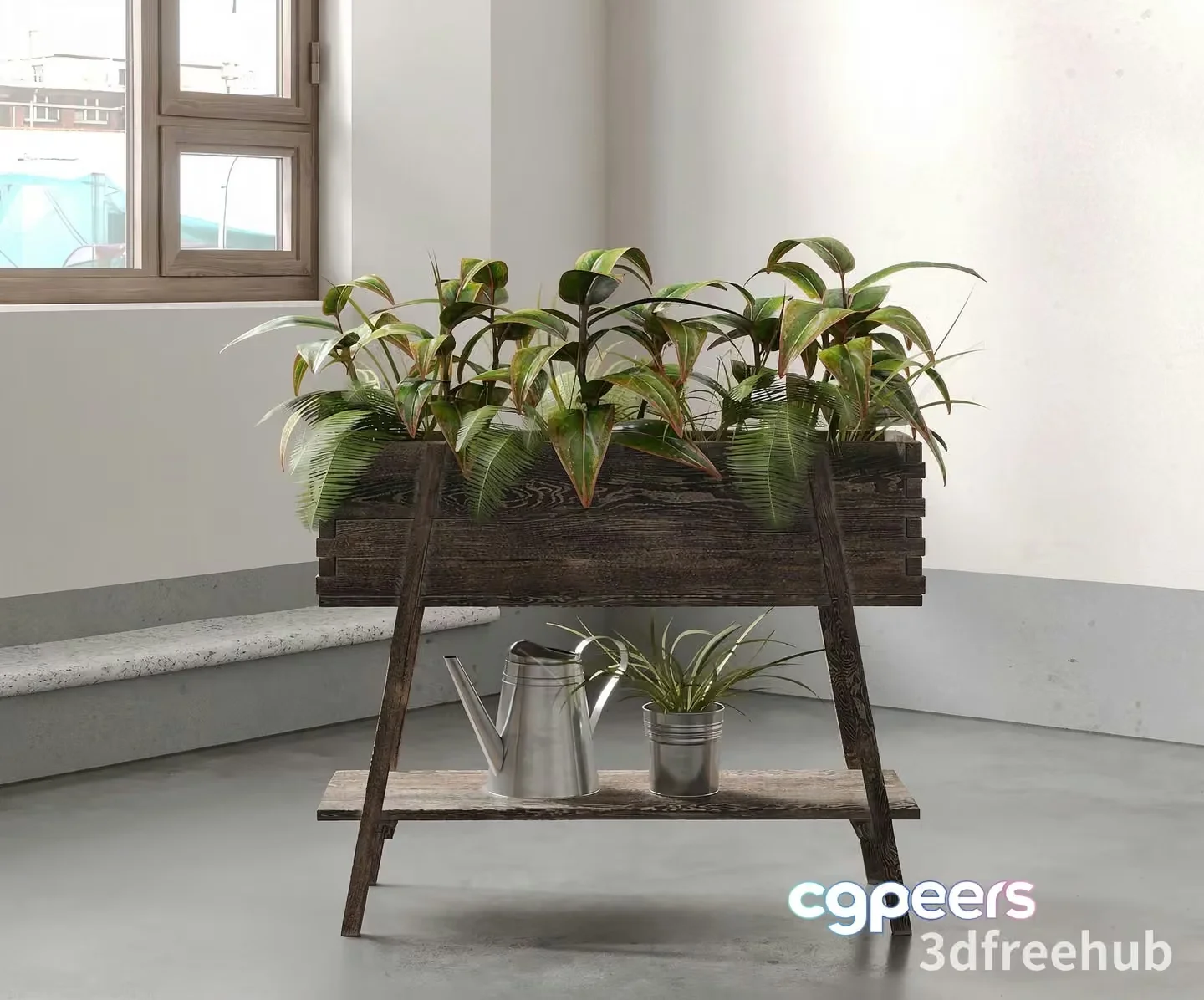 A Wooden Planter Box 3D Model – 5014 – VRAY Render