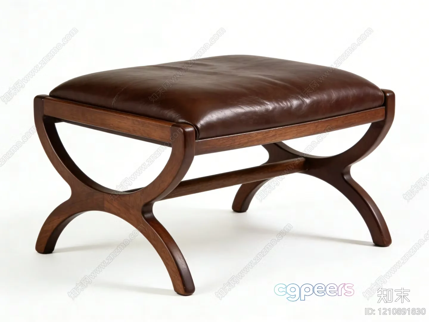 A Brown Leather Stool 3D Model – 7011 – VRAY Render