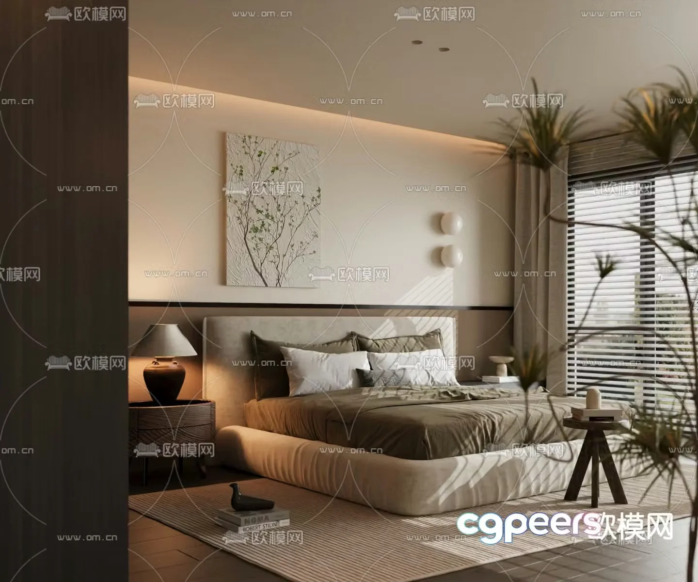 Italian room double bed 3d model