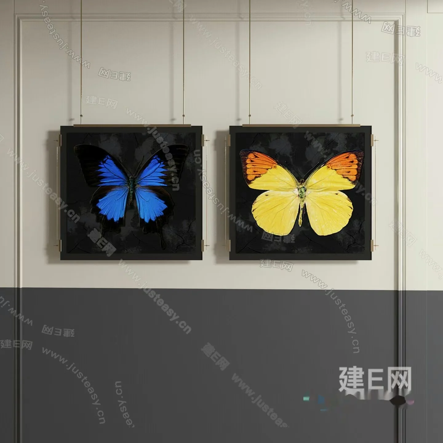 Two Butterfly Prints 3D Model – 17684 – VRAY Render