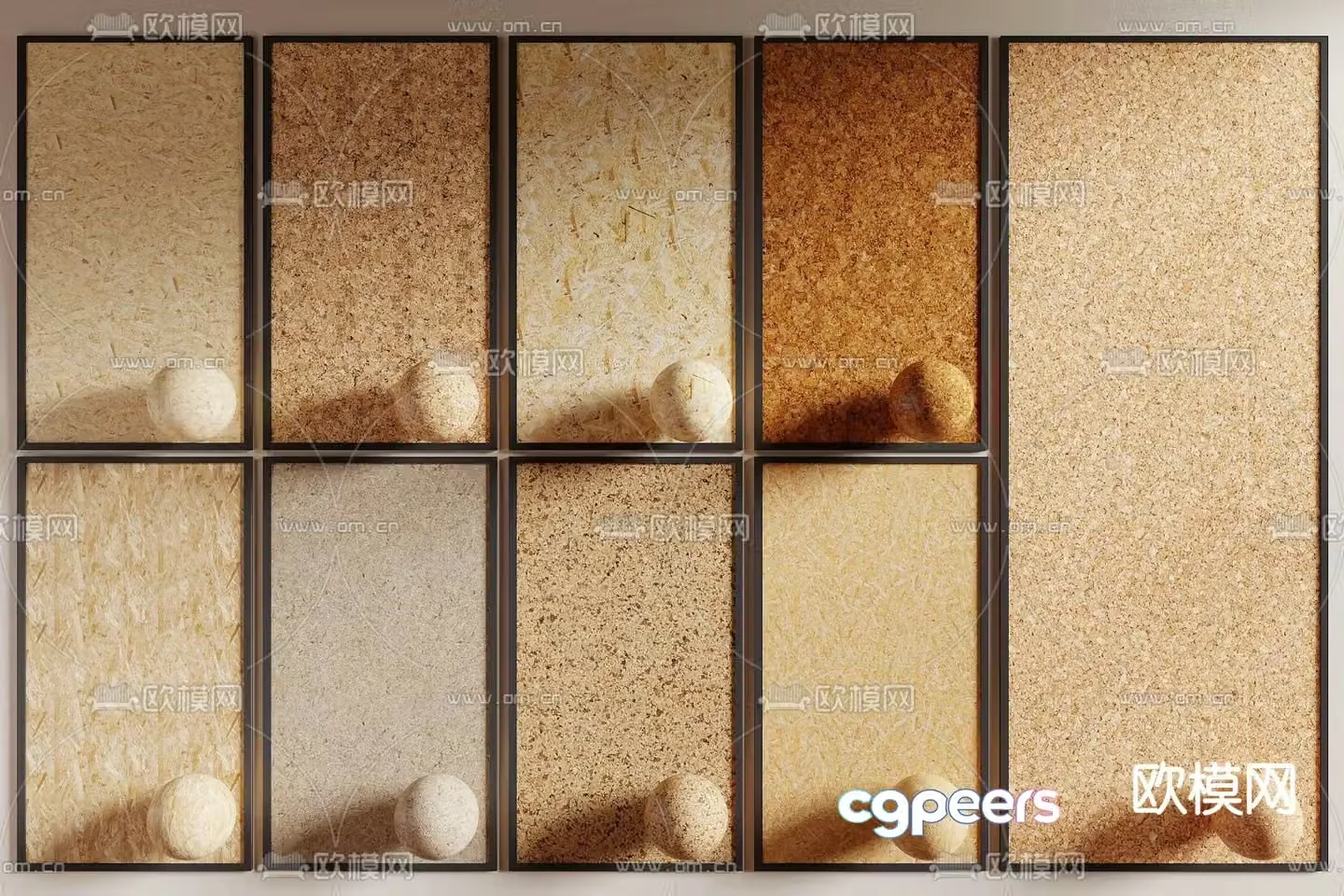 Modern solid wood pellet board Osong board 3D model