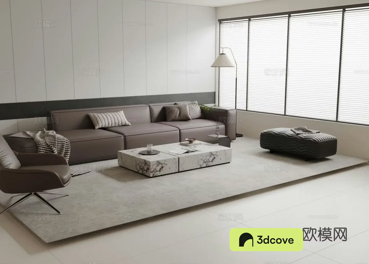 Italian three-person sofa modular sofa