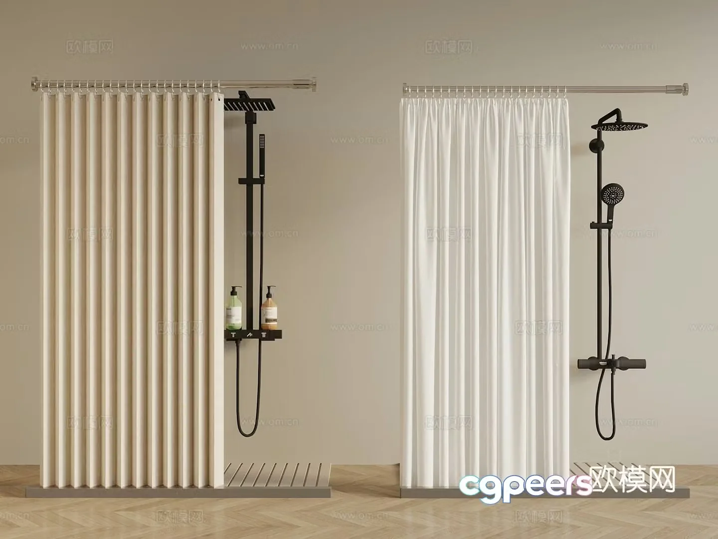 Modern shower curtain 3d model
