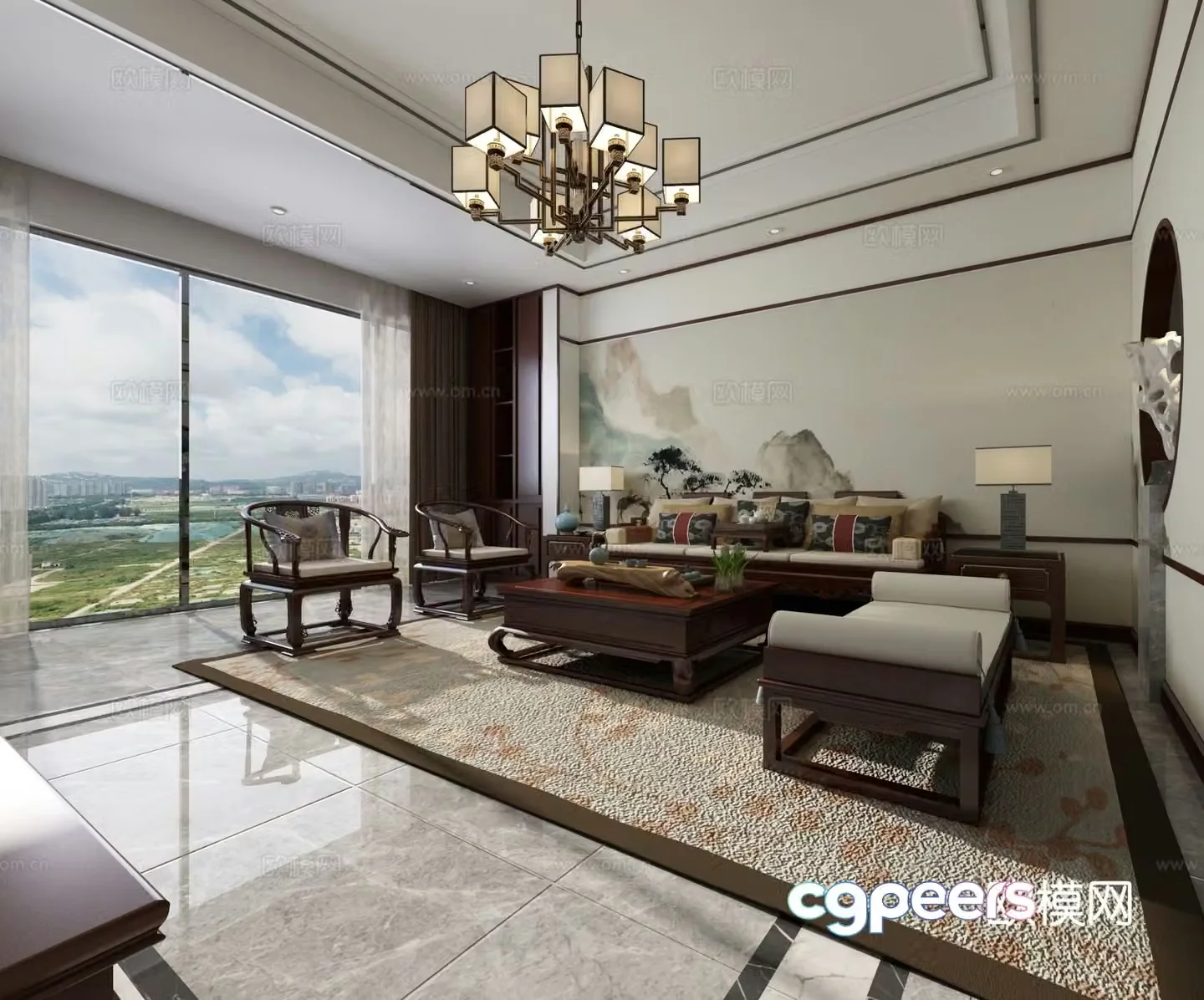 New Chinese style living room 3d model