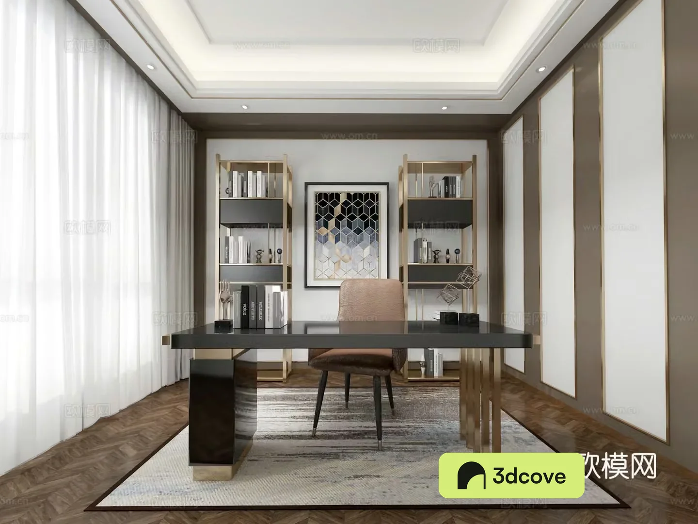 Modern light luxury study room