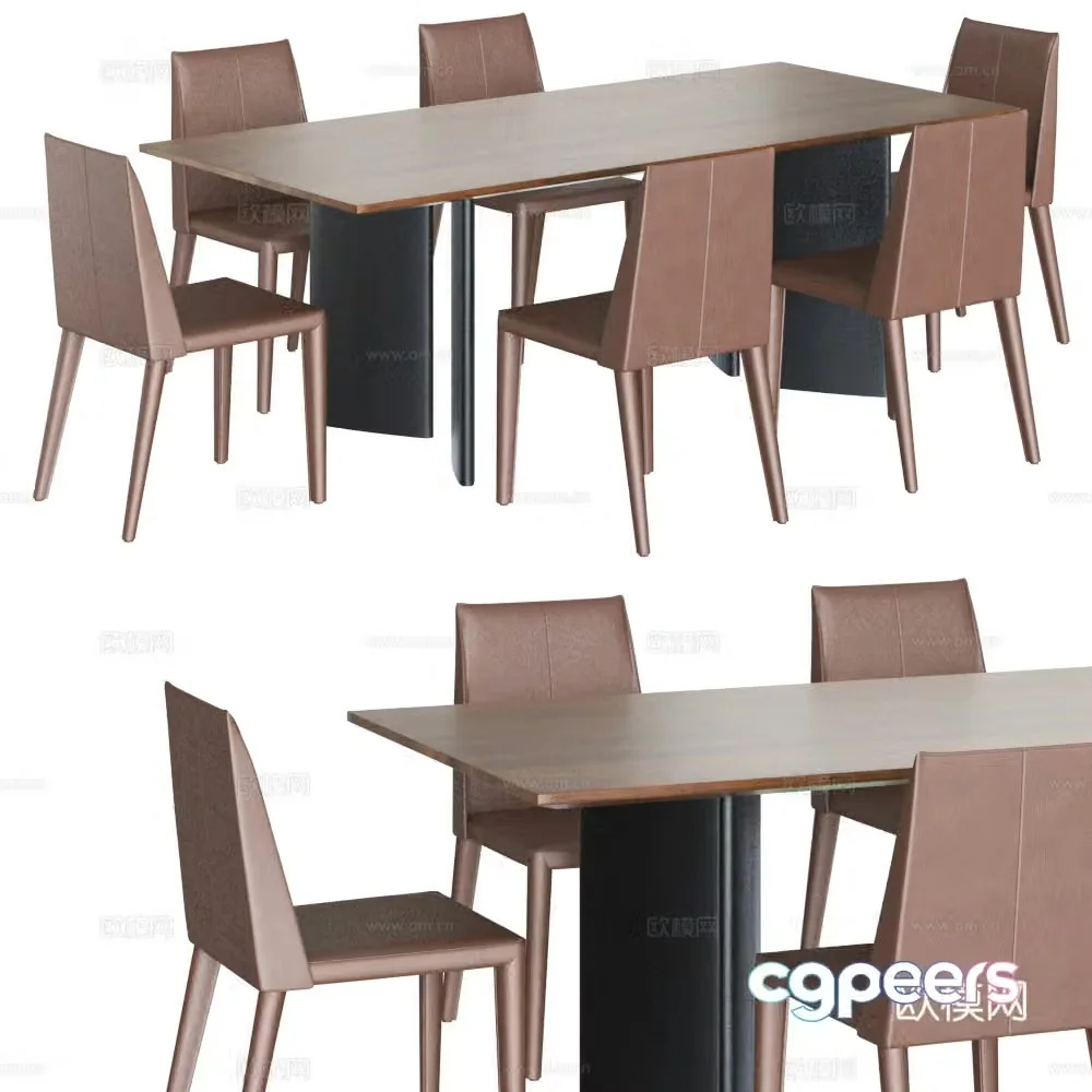 Dining table and chair combination Modern dining table and chair 3D model