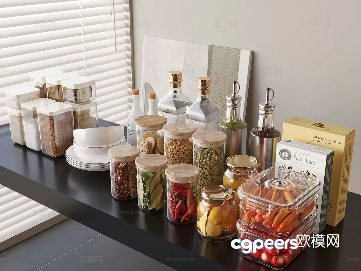Kitchen supplies condiment bottle glass oil bottle crisper 3d model