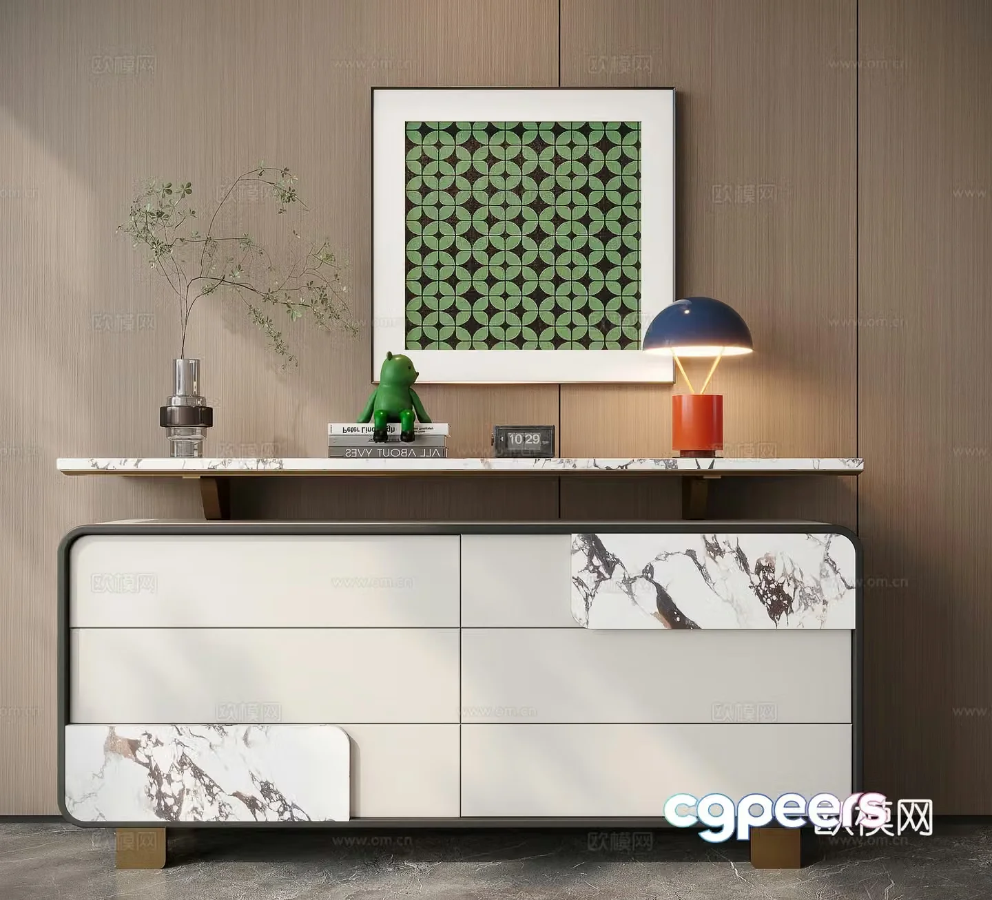 Italian style entrance cabinet drawer cabinet side cabinet 3D model