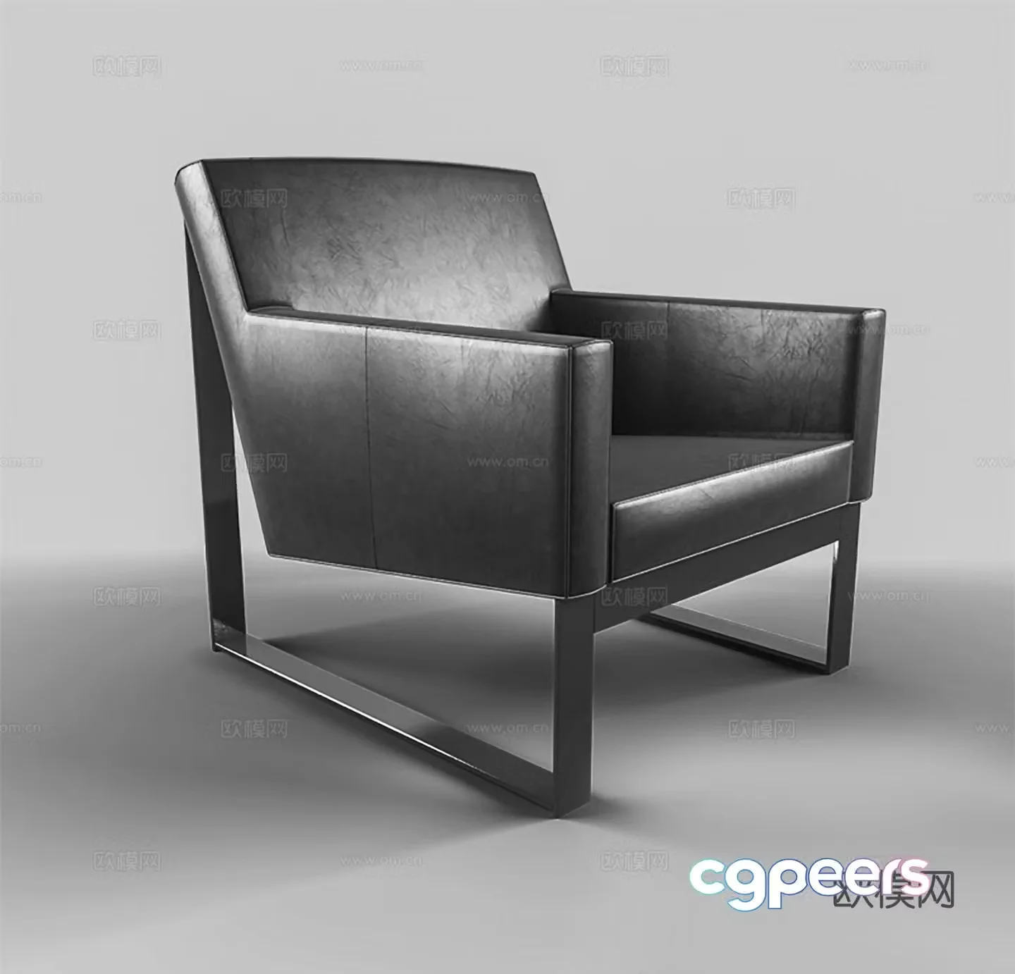 Modern casual chair Black leather chair Dining chair Single chair 3d model