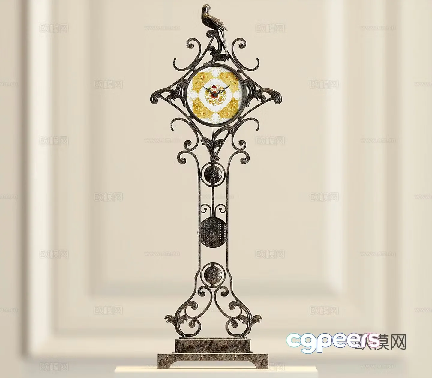 European clock ornaments retro clock 3d model