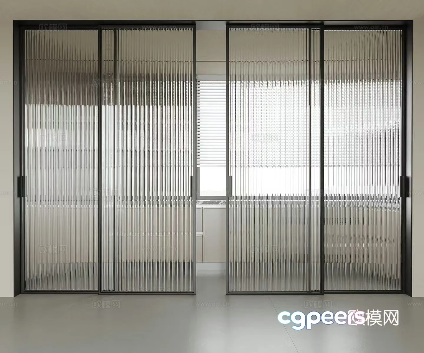 Modern sliding door glass door kitchen door 3d model