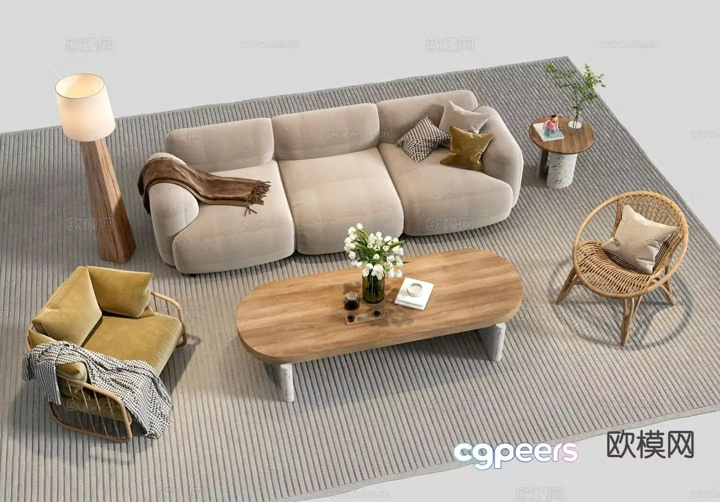 Wabi Sabi modular sofa 3d model