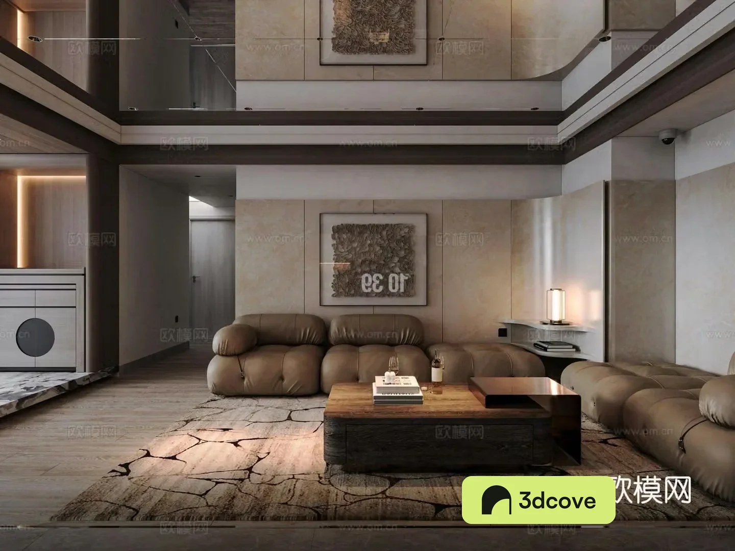 Modern living and dining Italian restaurant Light luxury living and dining room Sofa coffee table combination Open kitchen