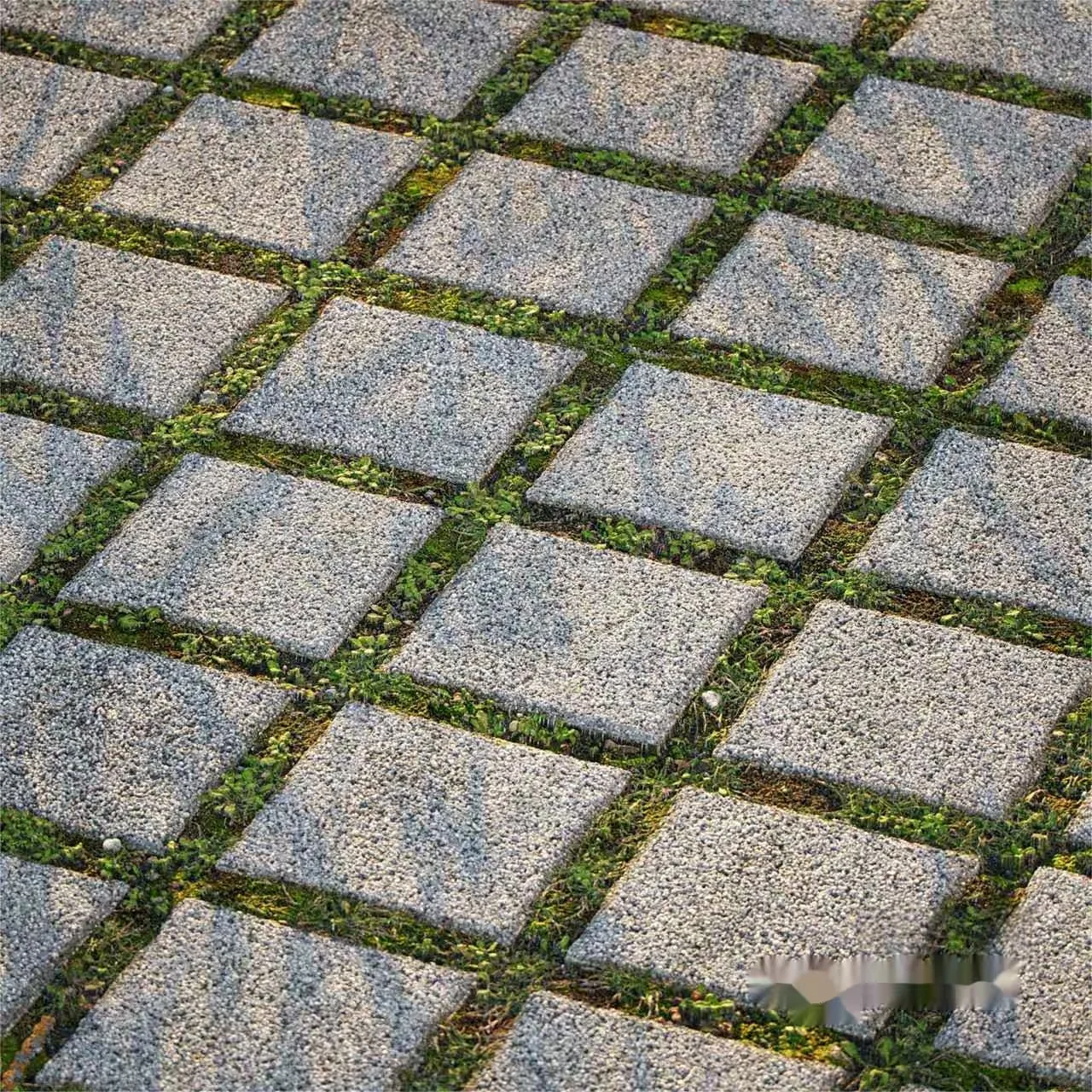 Grey Stone Pavers With Grass 3D Model – 16475 – CORONA Render