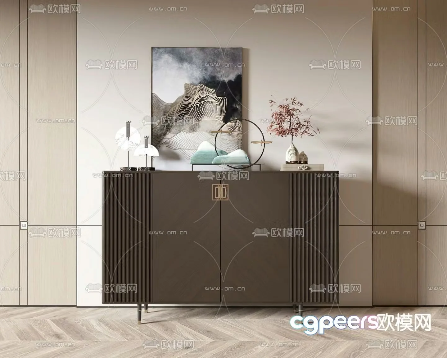 New Chinese style end view cabinet porch cabinet side cabinet 3D model