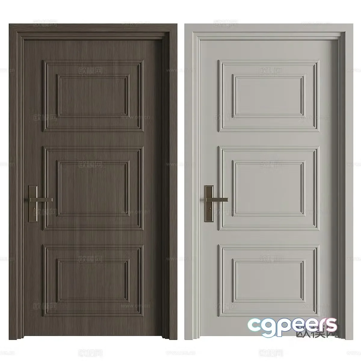 Modern Italian entrance door single-door 3D model