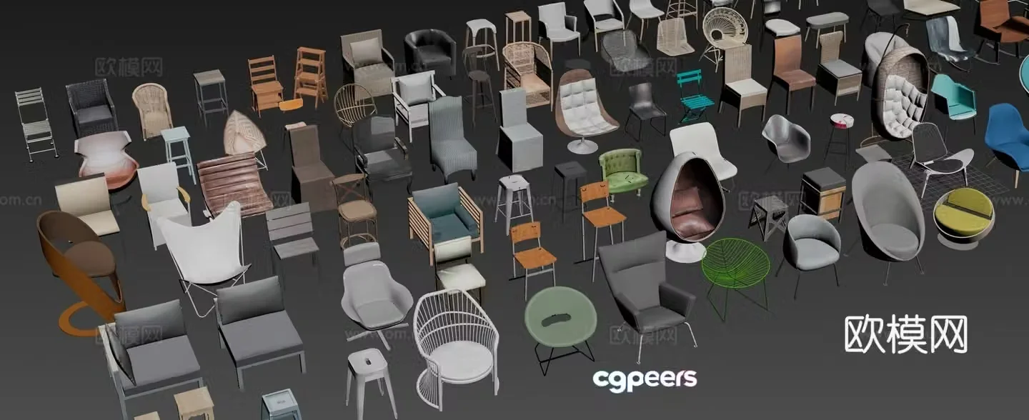 Various chairs 3D models