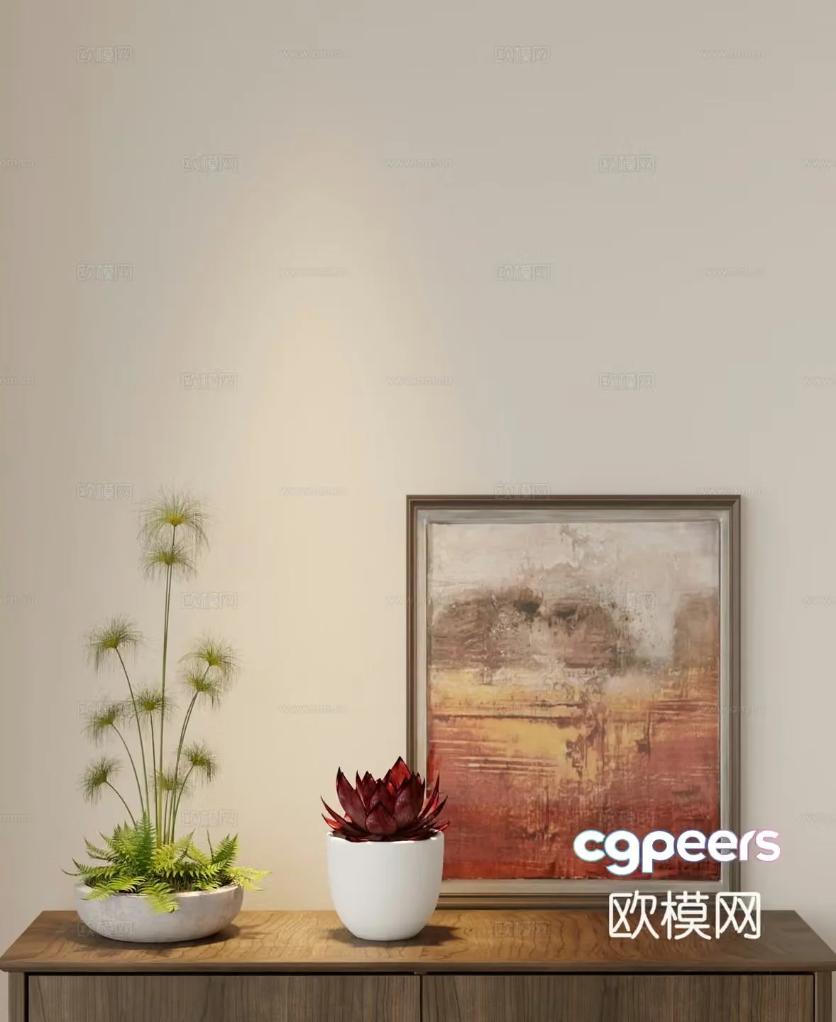 Potted plant combination 3D model