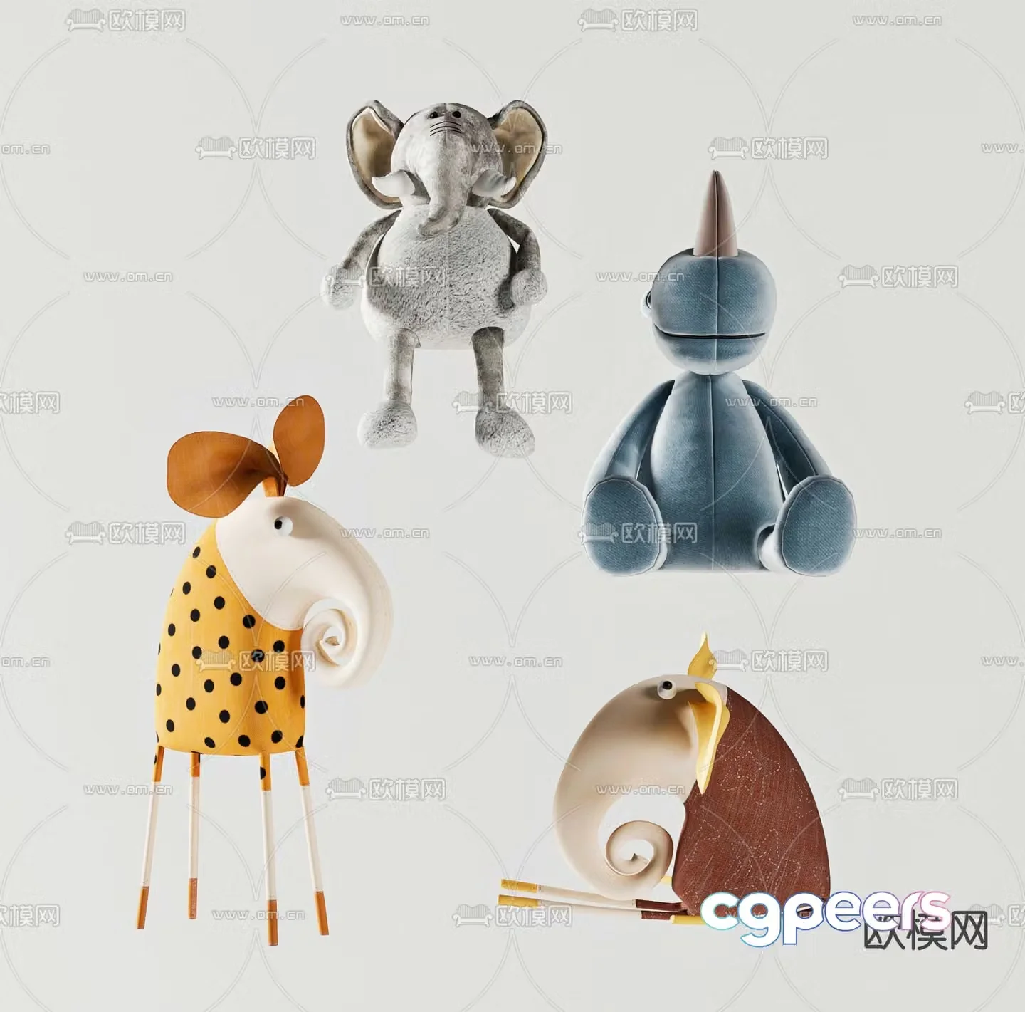Modern children’s toy elephant doll 3d model