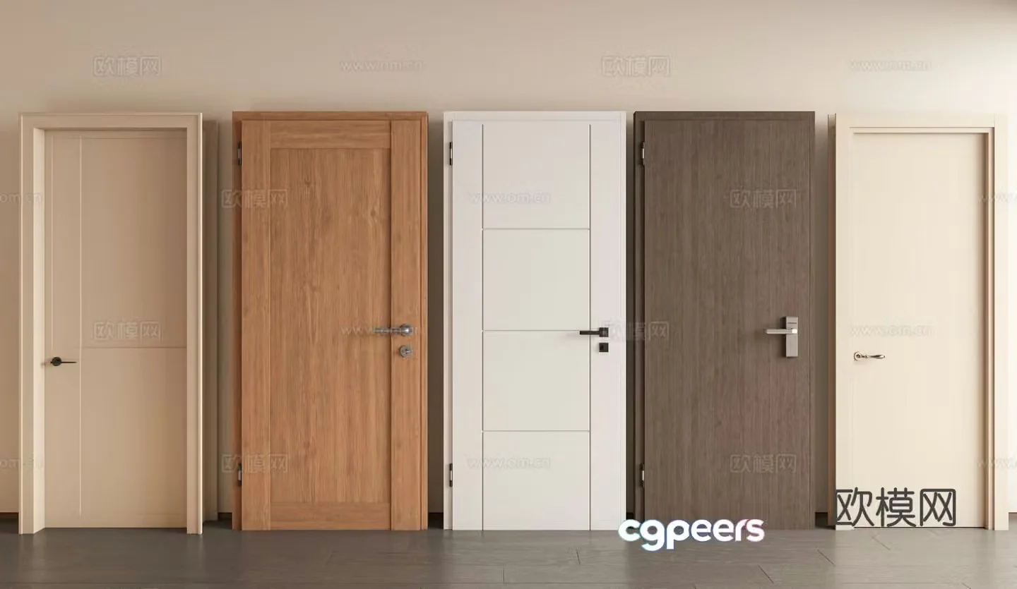 Modern bedroom door Interior door Single open door Single open Shoud door Entry door 3D model