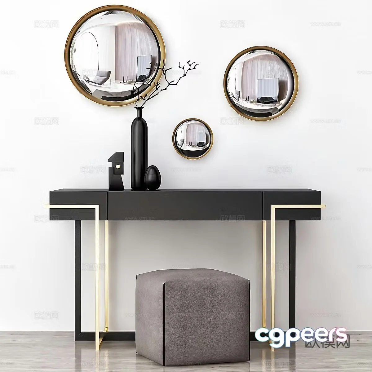 3D model of stool on the end view