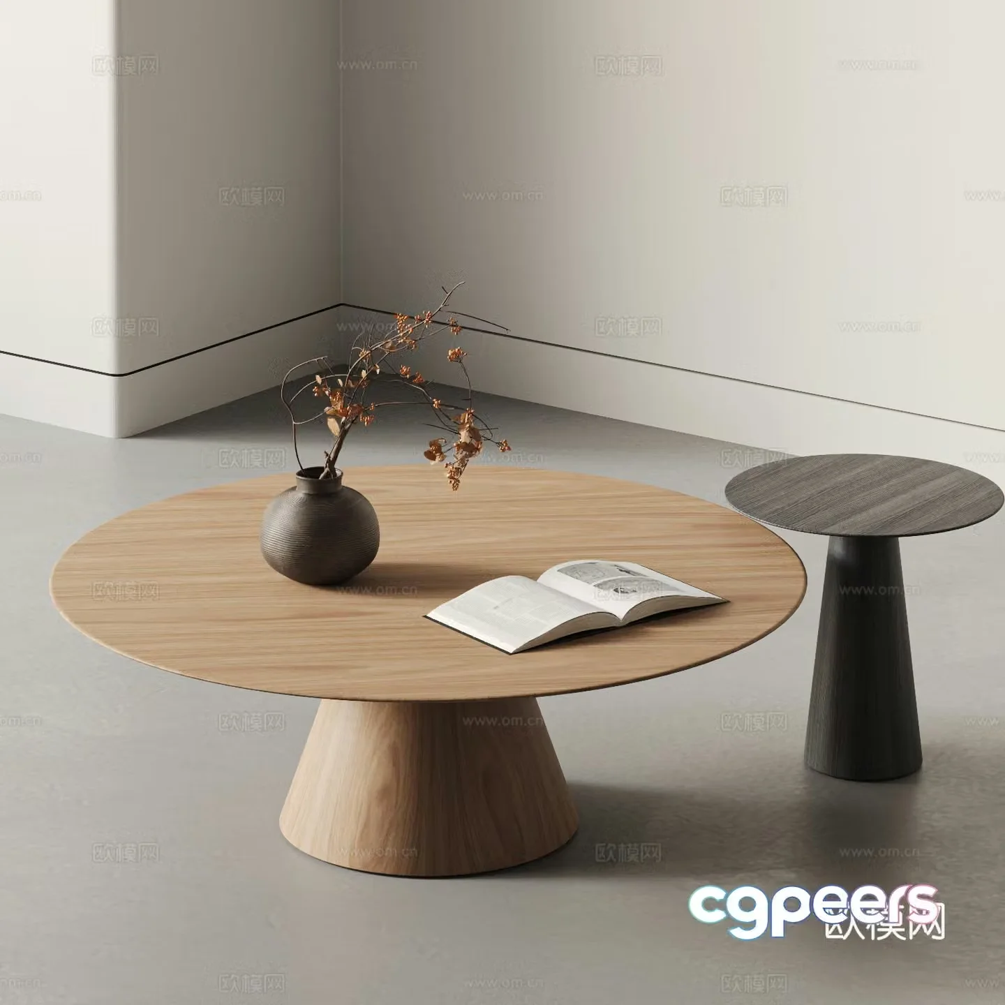 Modern solid wood coffee table mother and child coffee table 3D model