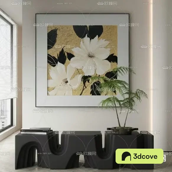 A Square Painting Of White Flowers