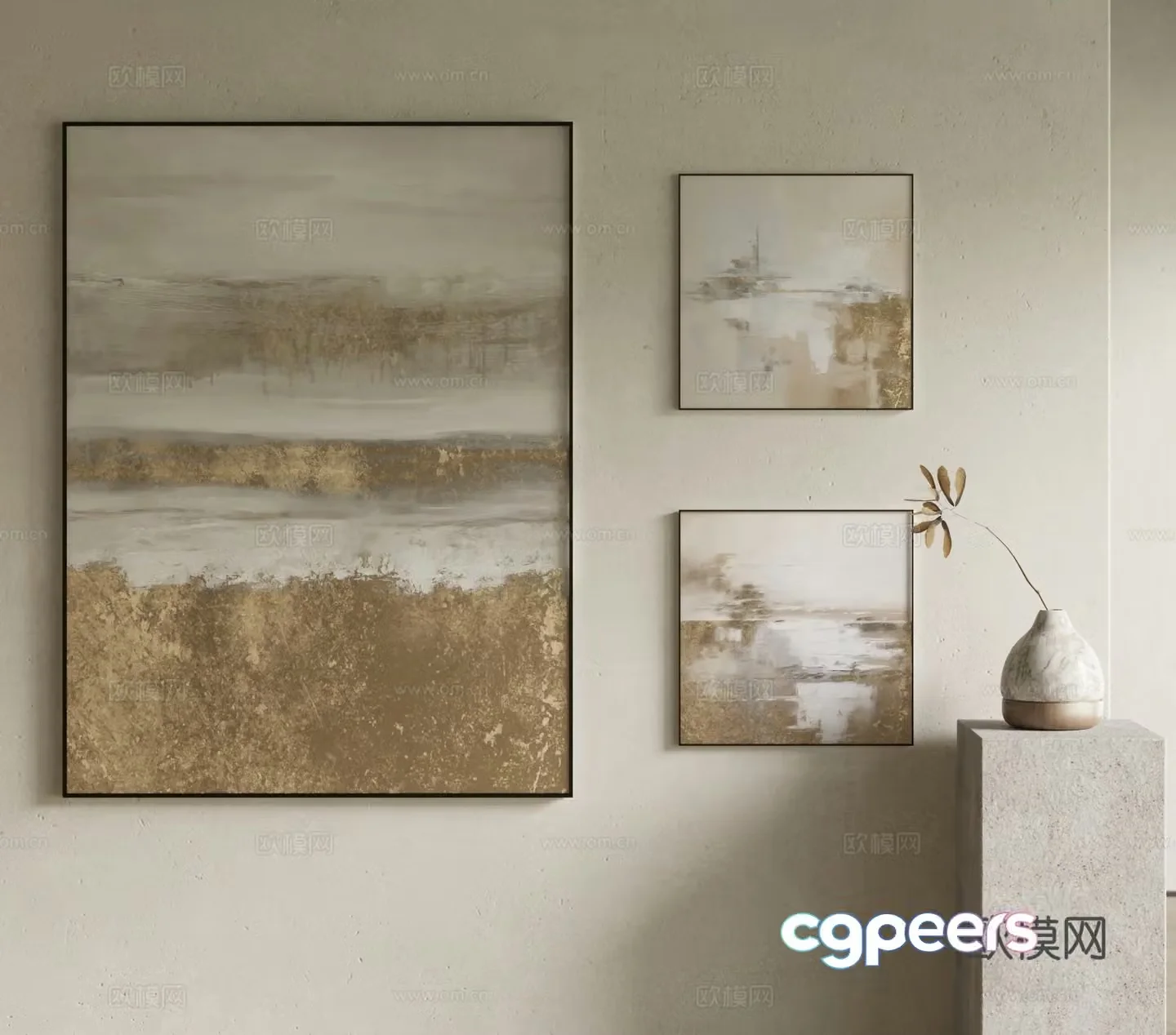 Modern hanging paintings decoration combinations hanging paintings light luxury hanging paintings abstract paintings 3D model