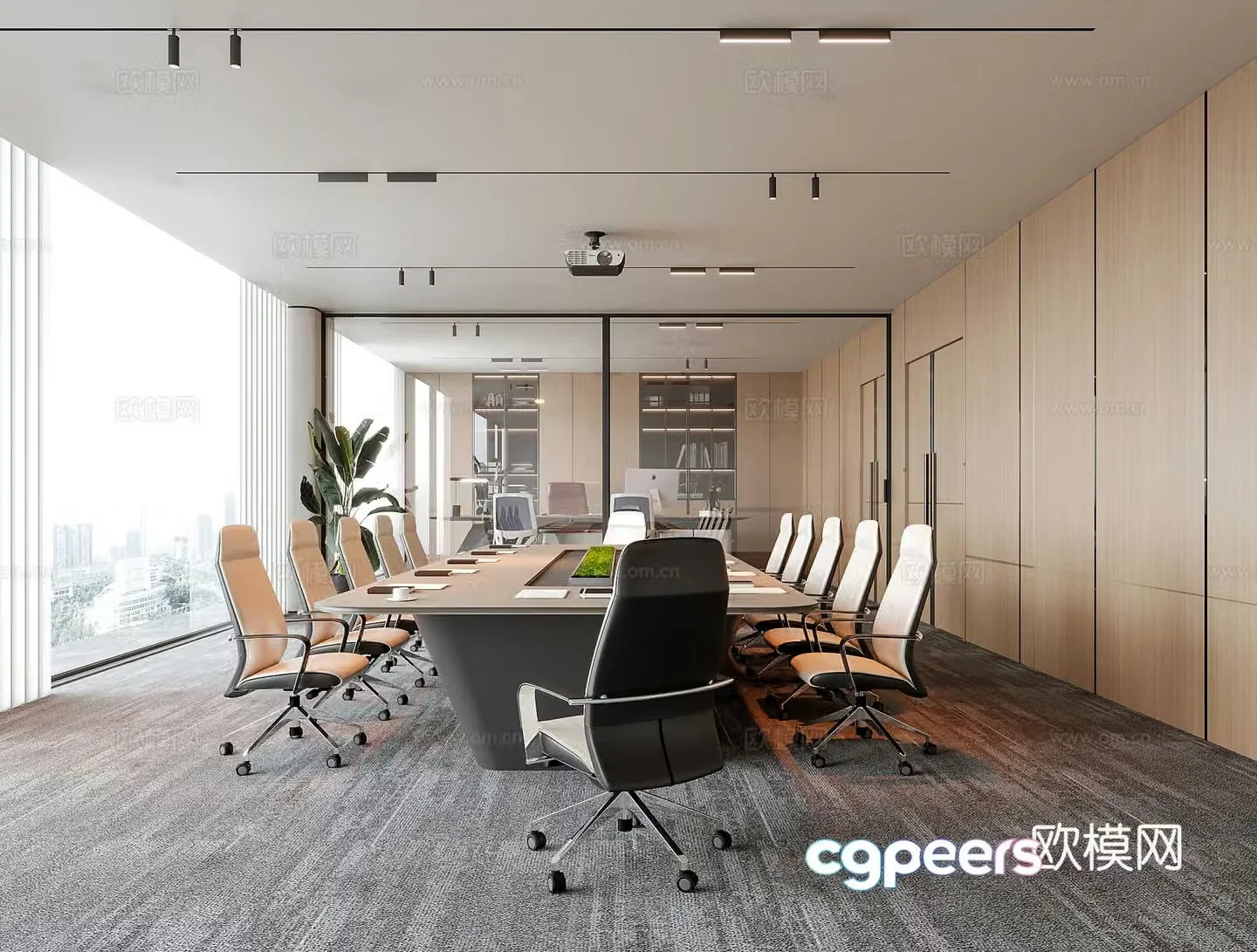 Modern conference room conference table chair office chair conference table 3d model