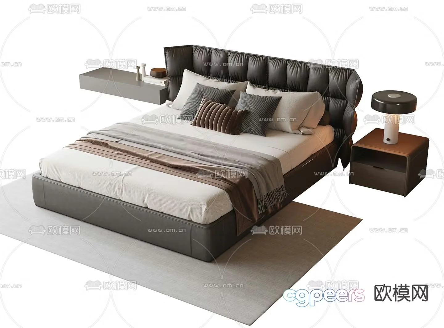 Modern double bed 3d model