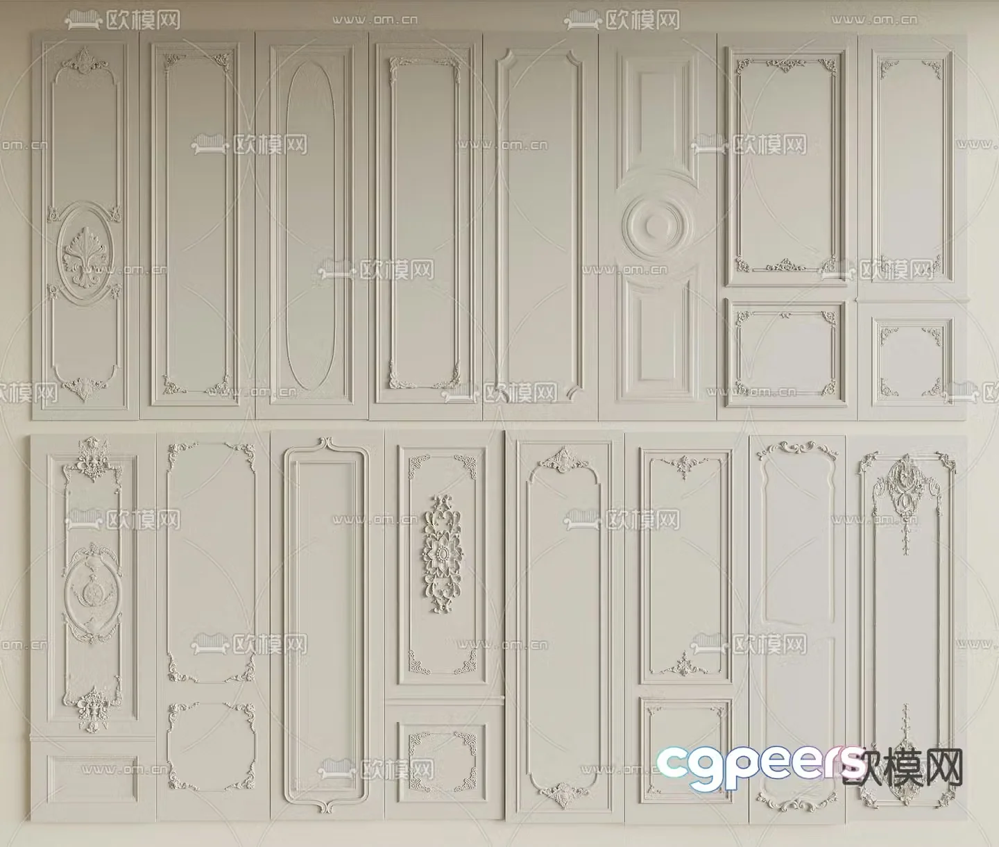 French wall panel background wall skirt 3d model